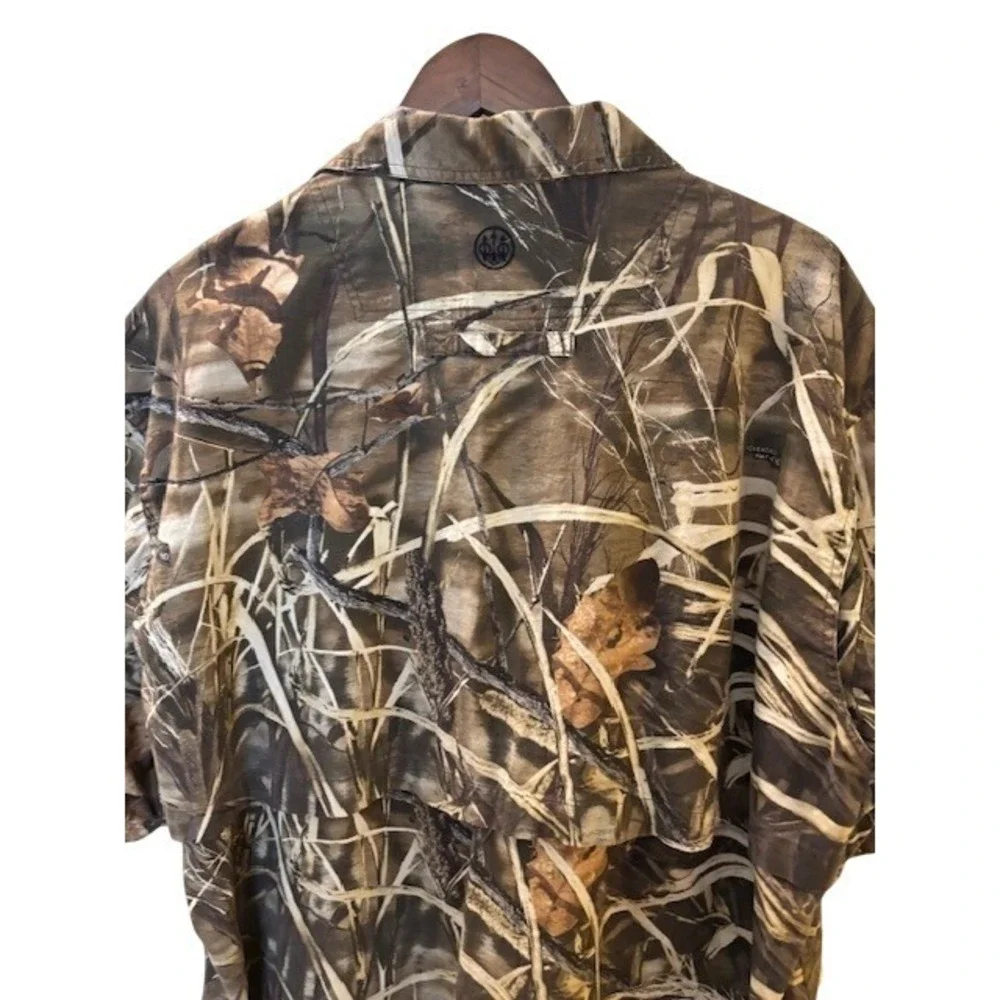 Beretta Mens XL Advantage MAX-4 HD Camo Short Sleeve Vented Hunting Shirt Cotton